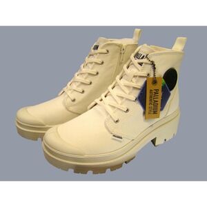 Palladium Pallabase Twill Women Star White Platform Combat Boots 96907-116-M 9.5